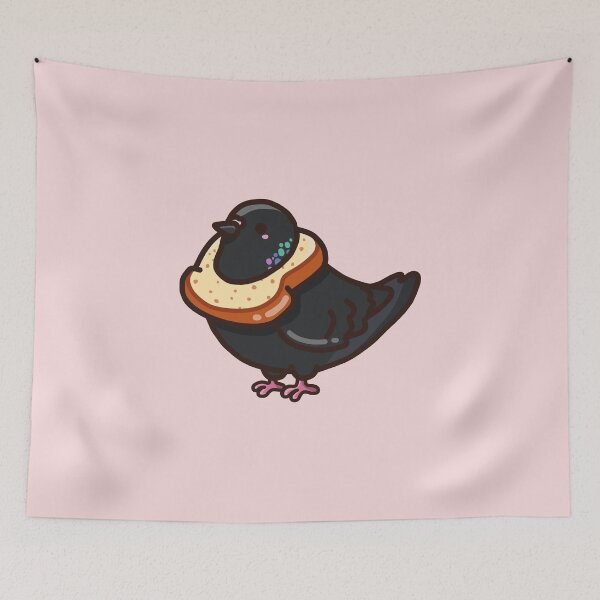 Item preview, Silly Black Pigeon wearing a slice of bread  designed and sold by Biszkompt.