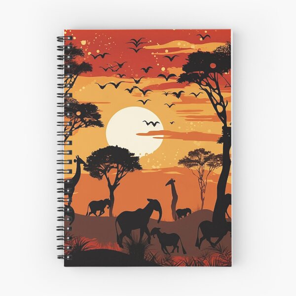 Item preview, African Sunset Silhouettes - Wildlife Against Dusk Colors designed and sold by PaintbrushPlace.