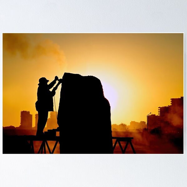 Item preview, A sculptor making her art as the sun sets designed and sold by fotoryum.