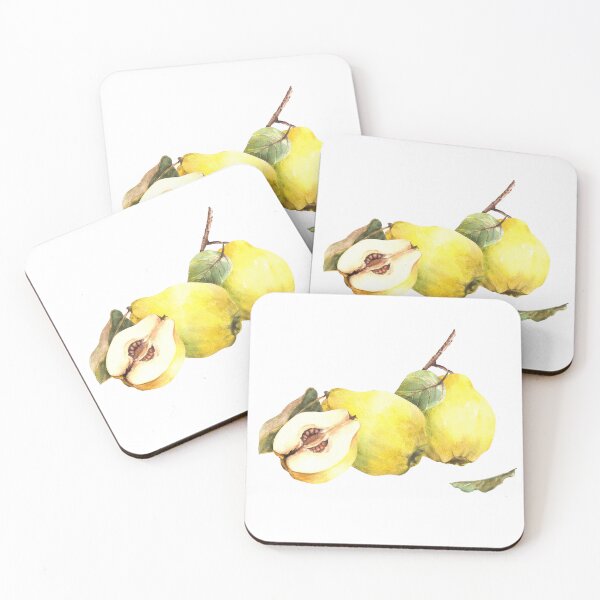 Item preview, Watercolor hand drawn composition of whole and cut quince fruits with leaves. Сlipart designed and sold by BartolArt.