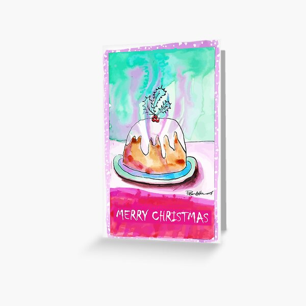 Christmas Pudding Lit - Christmas Card Greeting Card
