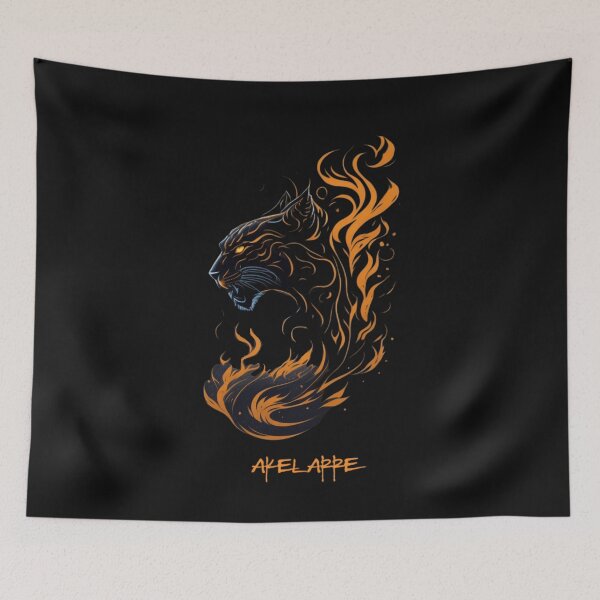 Item preview, Black panther emerges from fire, Akelarre designed and sold by AkelarreDesigns.