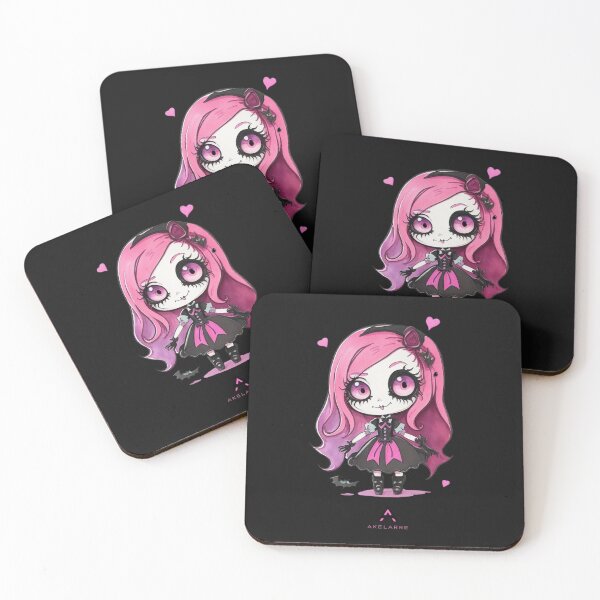 Artikelvorschau, Süße kleine rosa-schwarze Gothic-Hexe, Akelarre entworfen und verkauft von AkelarreDesigns.