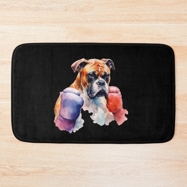 Item preview, Watercolor Boxer Dog in the Ring: A playful fight with paws and gloves designed and sold by WallGemsArt.