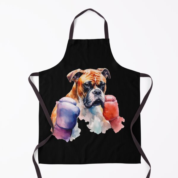 Item preview, Watercolor Boxer Dog in the Ring: A playful fight with paws and gloves designed and sold by WallGemsArt.