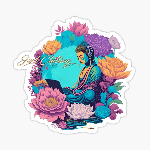 Chilling Breathing Flowing Buddha' Sticker