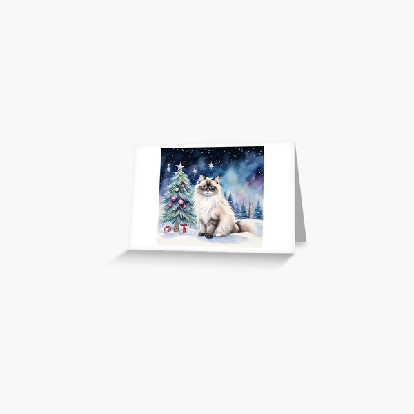 Christmas Ragdoll cat Greeting Card