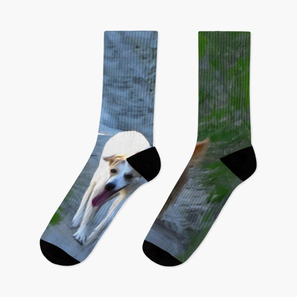 Item preview, Two dogs walking down a country track together. designed and sold by EdgyEdgeArt.
