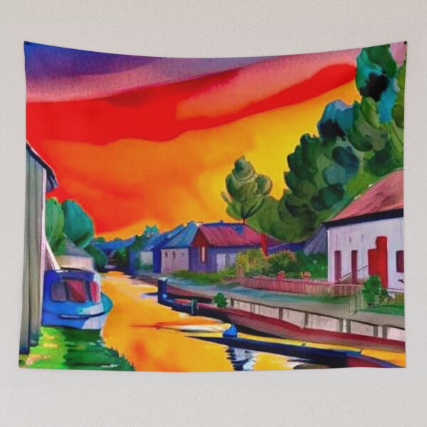 Item preview, Country canal at sunset designed and sold by George Hutton Hunter.