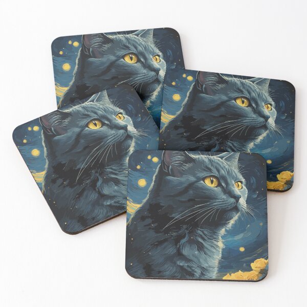 Item preview, Chartreux Cat in  Starry Night designed and sold by cutiepie11cats.