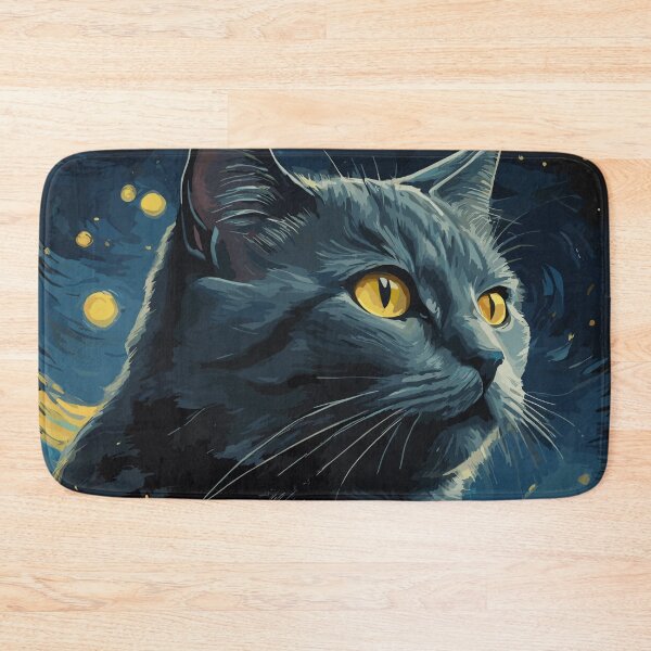 Item preview, Chartreux Cat in  Starry Night designed and sold by cutiepie11cats.