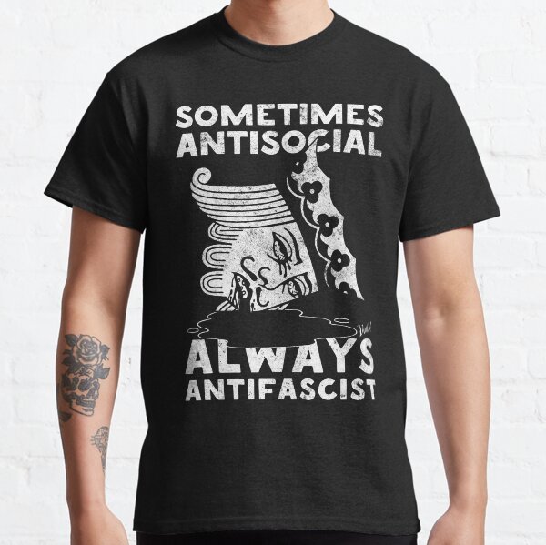 Vista previa del artículo con la obra «A veces antisocial, siempre antifascista», diseñado y vendido por Vudu! ⚡ Studio.