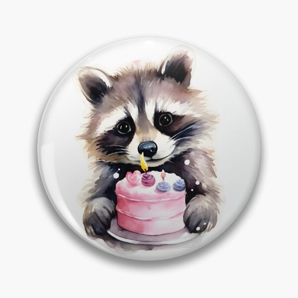 Item preview, Happy Raccoon with Birthday cake designed and sold by AngelinaBezm.