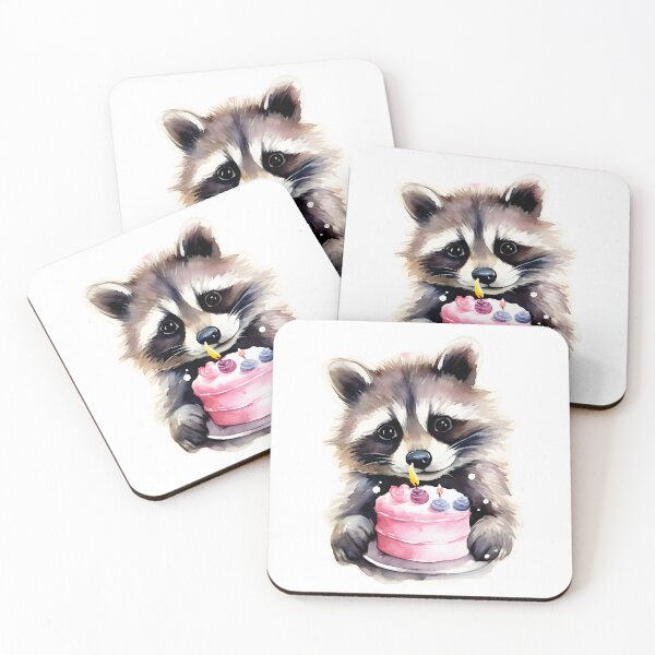 Item preview, Happy Raccoon with Birthday cake designed and sold by AngelinaBezm.