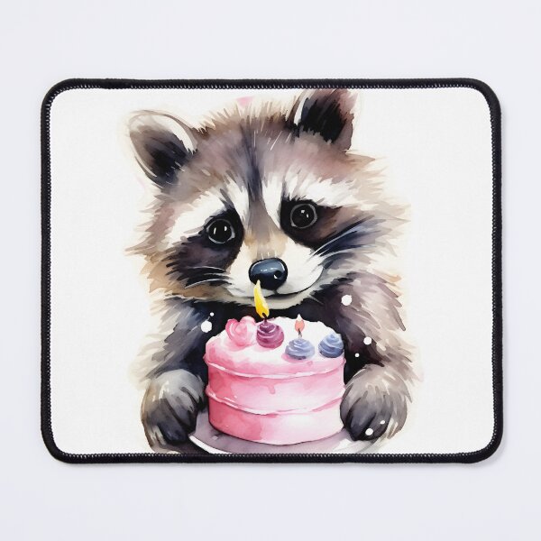 Item preview, Happy Raccoon with Birthday cake designed and sold by AngelinaBezm.