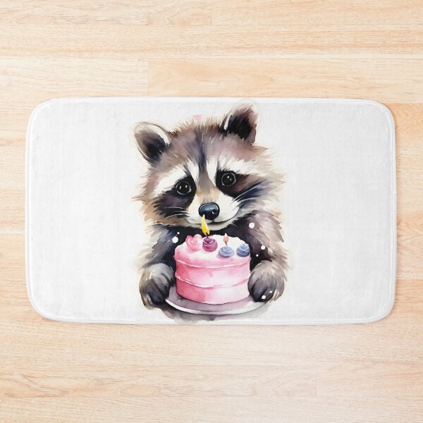 Item preview, Happy Raccoon with Birthday cake designed and sold by AngelinaBezm.