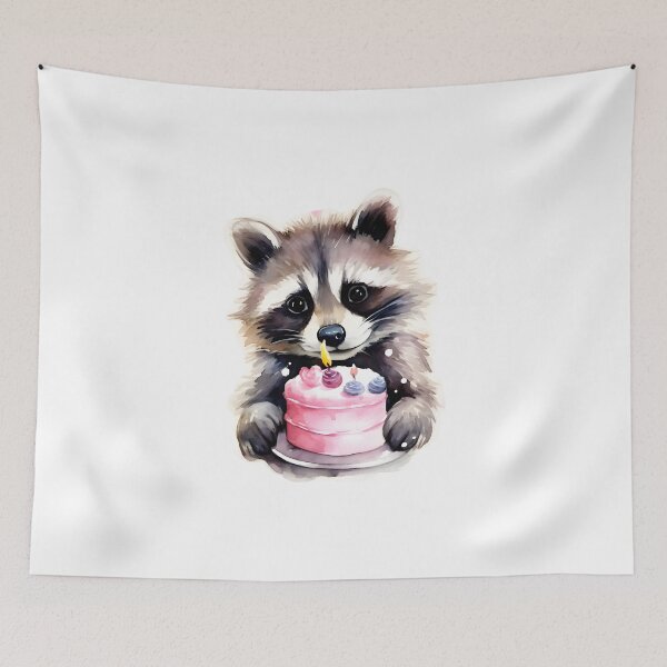 Item preview, Happy Raccoon with Birthday cake designed and sold by Anbe_design.