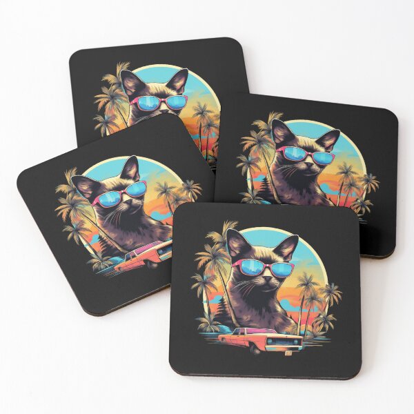 Artikelvorschau, Retro Wave Siamese Cat Design entworfen und verkauft von RedDesignSyc.