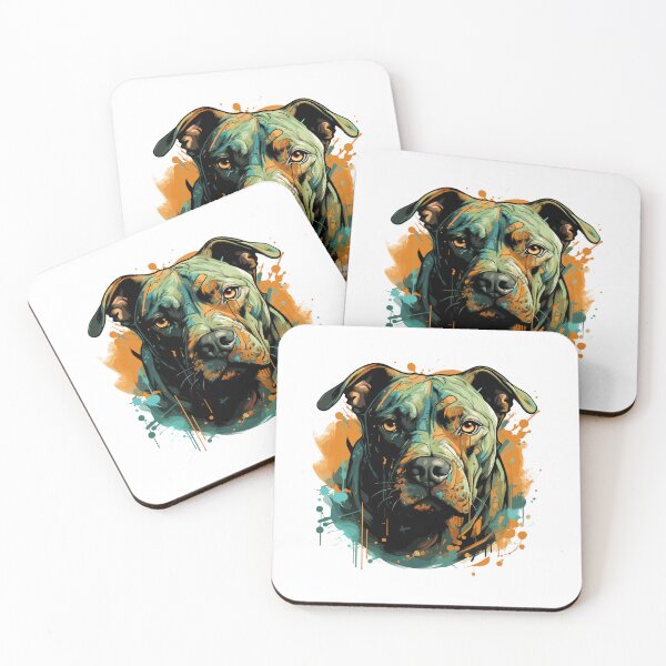 Item preview, Pit Bull dog colorful watercolor designed and sold by Hisirdoux.