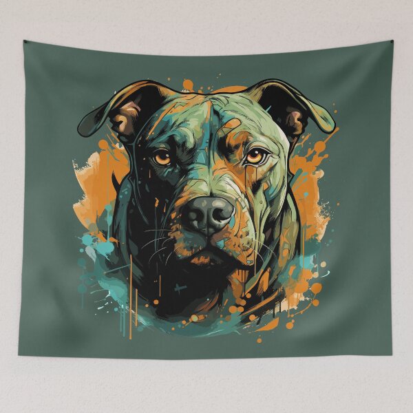 Item preview, Pit Bull dog colorful watercolor designed and sold by Hisirdoux.