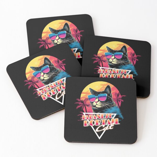 Item preview, Retro Wave Japanese Bobtail Cat Miami Design designed and sold by RedDesignSyc.
