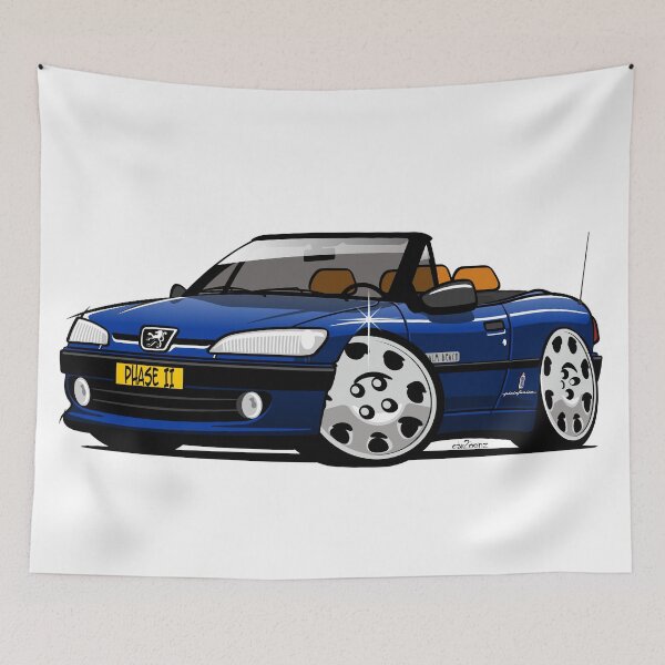 Item preview, Peugeot 306 Cabriolet caricature blue designed and sold by car2oonz.