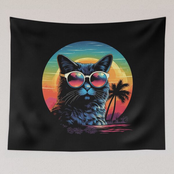 Item preview, Retro Wave Cymric Cat Miami Design designed and sold by RedDesignSyc.