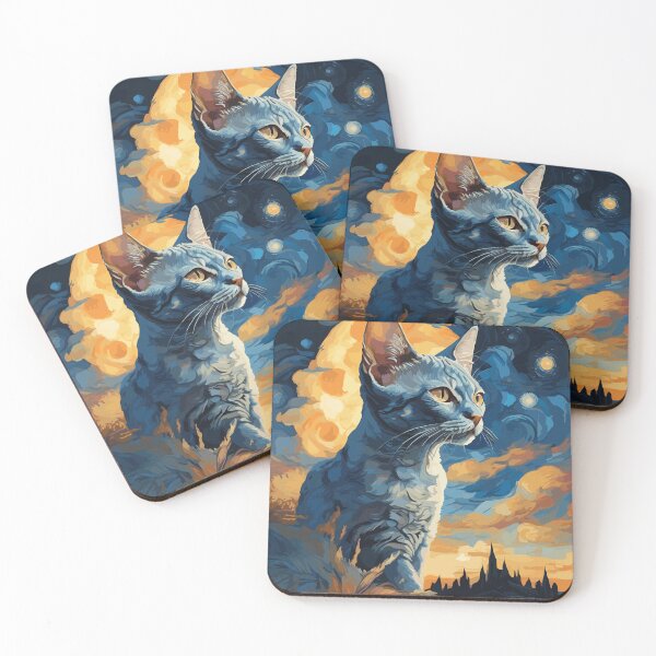 Item preview, Devon Rex Cat in Starry Night Moonlight designed and sold by cutiepie11cats.
