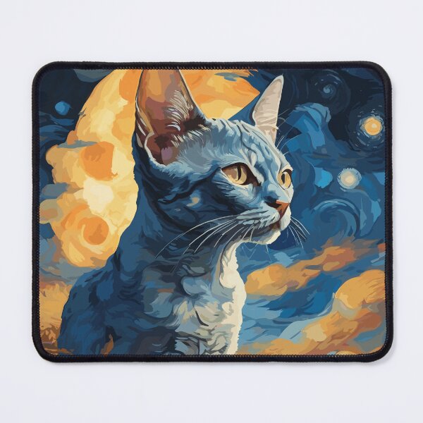 Item preview, Devon Rex Cat in Starry Night Moonlight designed and sold by cutiepie11cats.