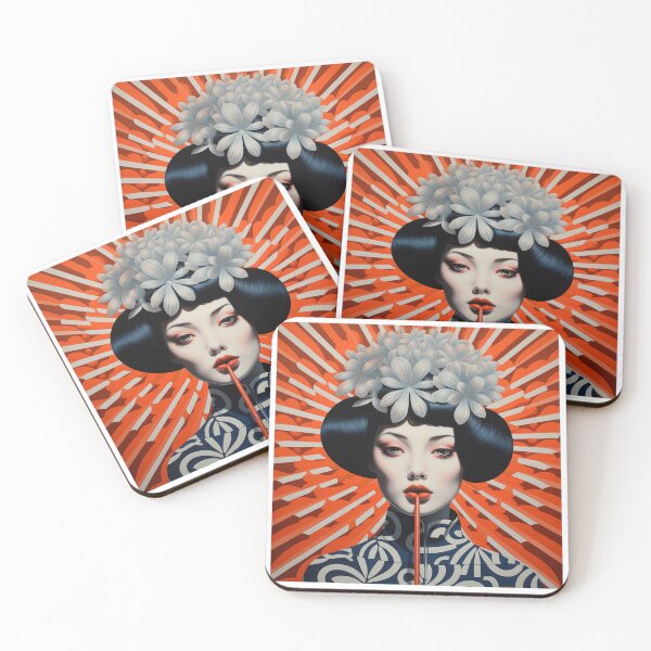 Item preview, Shanghai Smoking Girl 3 Orange Flowers in her hair designed and sold by Meeheemaha.