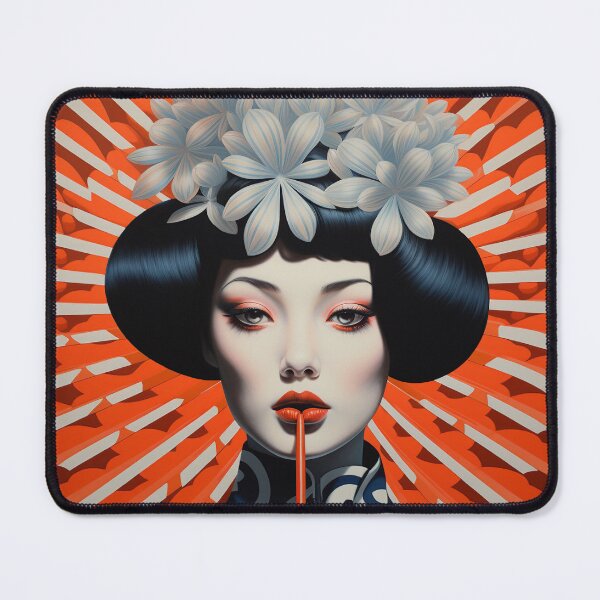 Item preview, Shanghai Smoking Girl 3 Orange Flowers in her hair designed and sold by Meeheemaha.