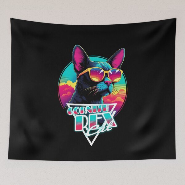 Item preview, Retro Wave Cornish Rex Cat Miami Design designed and sold by RedDesignSyc.