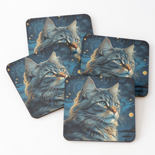 Item preview, American Bobtail Cat in Moonlit Night designed and sold by cutiepie11cats.