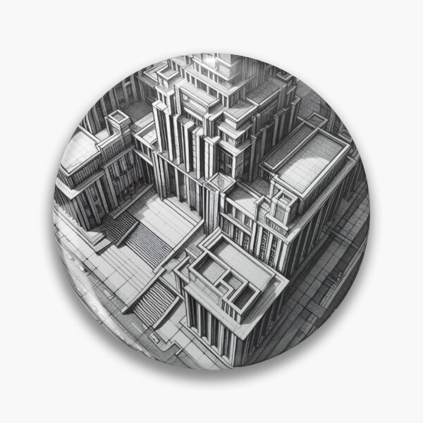 Item preview, Monochromatic Balance: Architectural Symmetry Sketch designed and sold by TextileTrove.