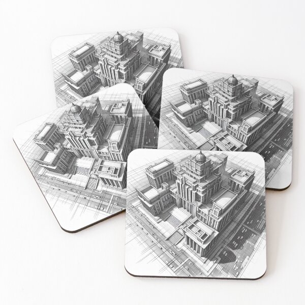 Item preview, Monochromatic Balance: Architectural Symmetry Sketch designed and sold by TextileTrove.