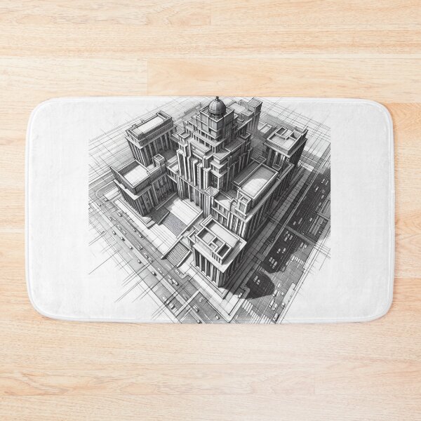 Item preview, Monochromatic Balance: Architectural Symmetry Sketch designed and sold by TextileTrove.
