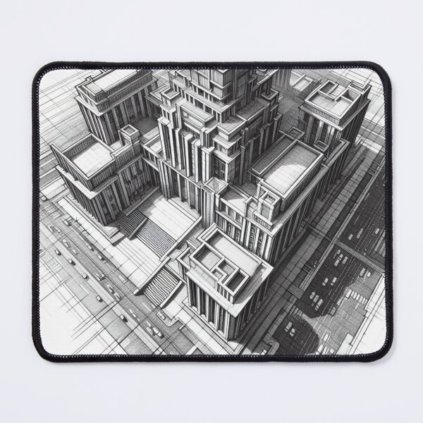 Item preview, Monochromatic Balance: Architectural Symmetry Sketch designed and sold by TextileTrove.