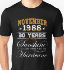 30th Birthday Gifts - 30th Wedding Anniversary Memorable Gifts - November 1988 Unisex T-Shirt