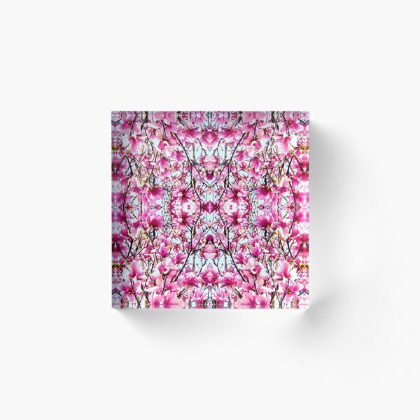 Magnolia Magic Pink Pattern Mirror 9232 Acrylic Block