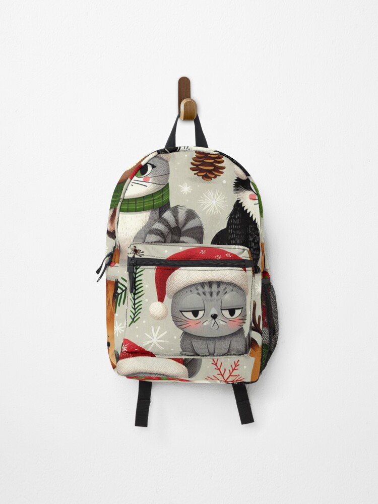 Thumbnail 1 of 3, Backpack, Grumpy Christmas Animals Pattern designed and sold by DoggoTankDesign.