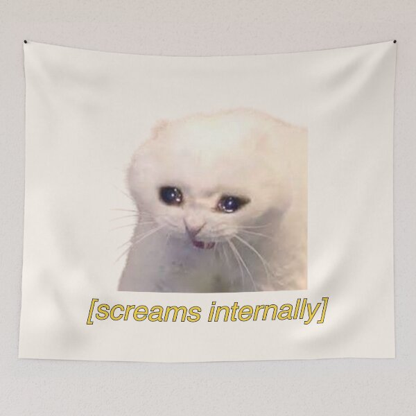 Item preview, screams internally crying cat meme designed and sold by mooneko.