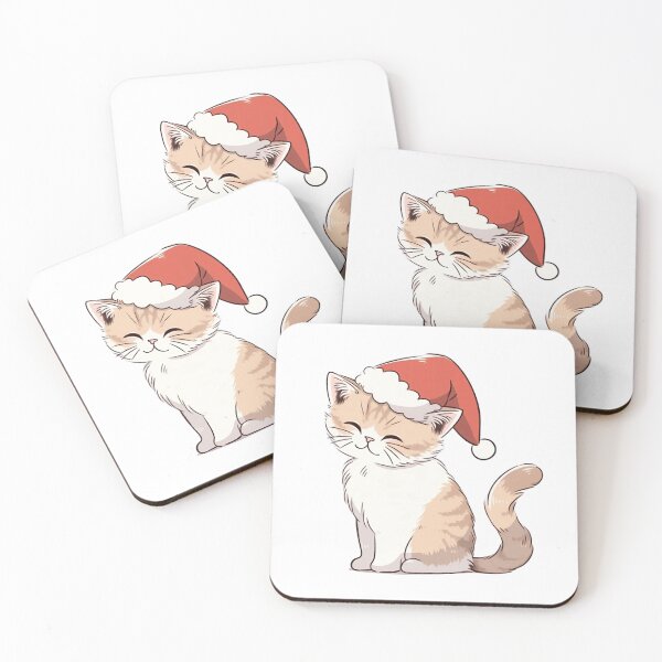 Item preview, Smiling Cat Wearing Santa Hat designed and sold by LittleLuvies.