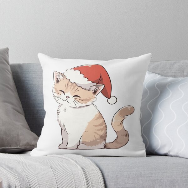 Item preview, Smiling Cat Wearing Santa Hat designed and sold by LittleLuvies.