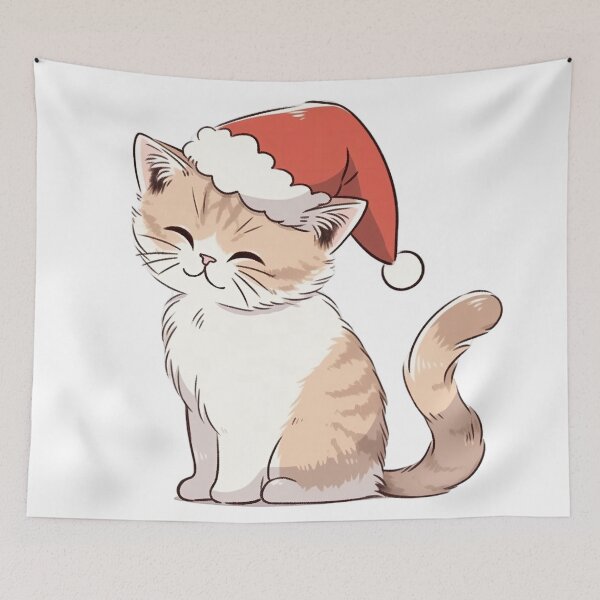 Item preview, Smiling Cat Wearing Santa Hat designed and sold by LittleLuvies.