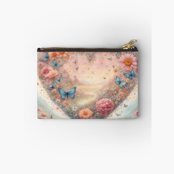 Item preview, A whimsical heart made of delicate flowers and butterflies, radiating happiness and positivity in a dreamy, ethereal landscape. designed and sold by ponpun57.