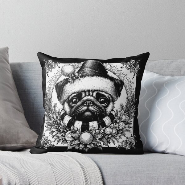 Item preview, Gothic Christmas Pug wreath designed and sold by FunnehGacha.