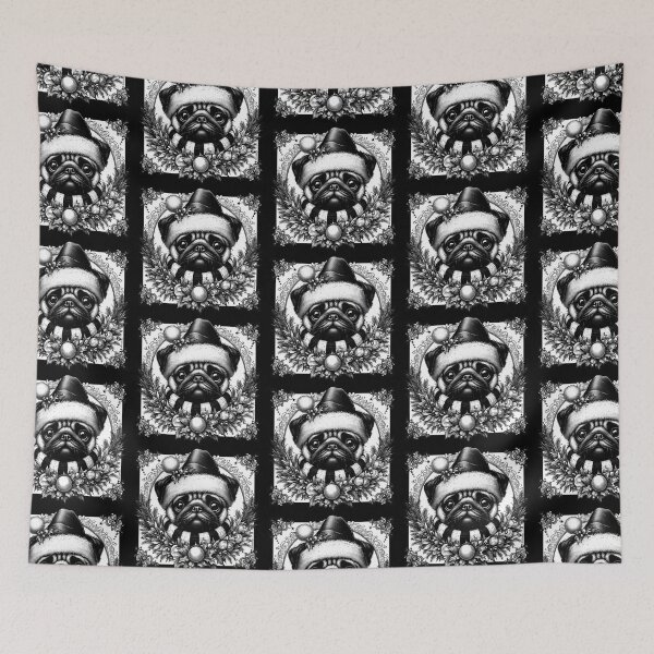 Item preview, Gothic Christmas Pug wreath designed and sold by FunnehGacha.