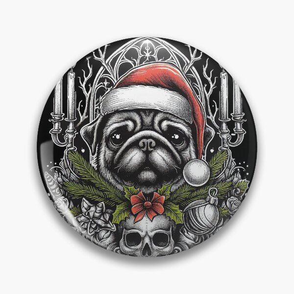 Item preview, Gothic Christmas Pug wreath designed and sold by FunnehGacha.