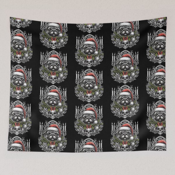 Item preview, Gothic Christmas Pug wreath designed and sold by FunnehGacha.