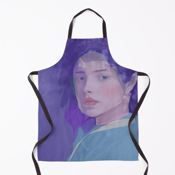 Item preview, Young Woman with Purple Headshot Portrait on Blue Colored Background designed and sold by masabo.